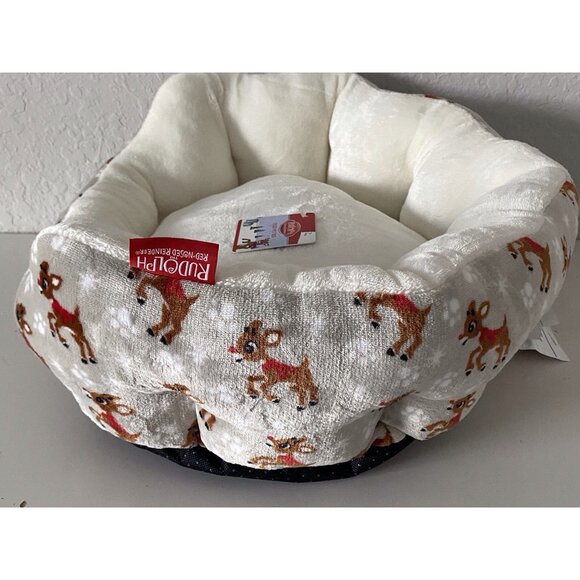 Rudolph The Red Nose Reindeer Cozy Cuddler Dog Pet Bed Soft Christmas NEW - Picture 7 of 16